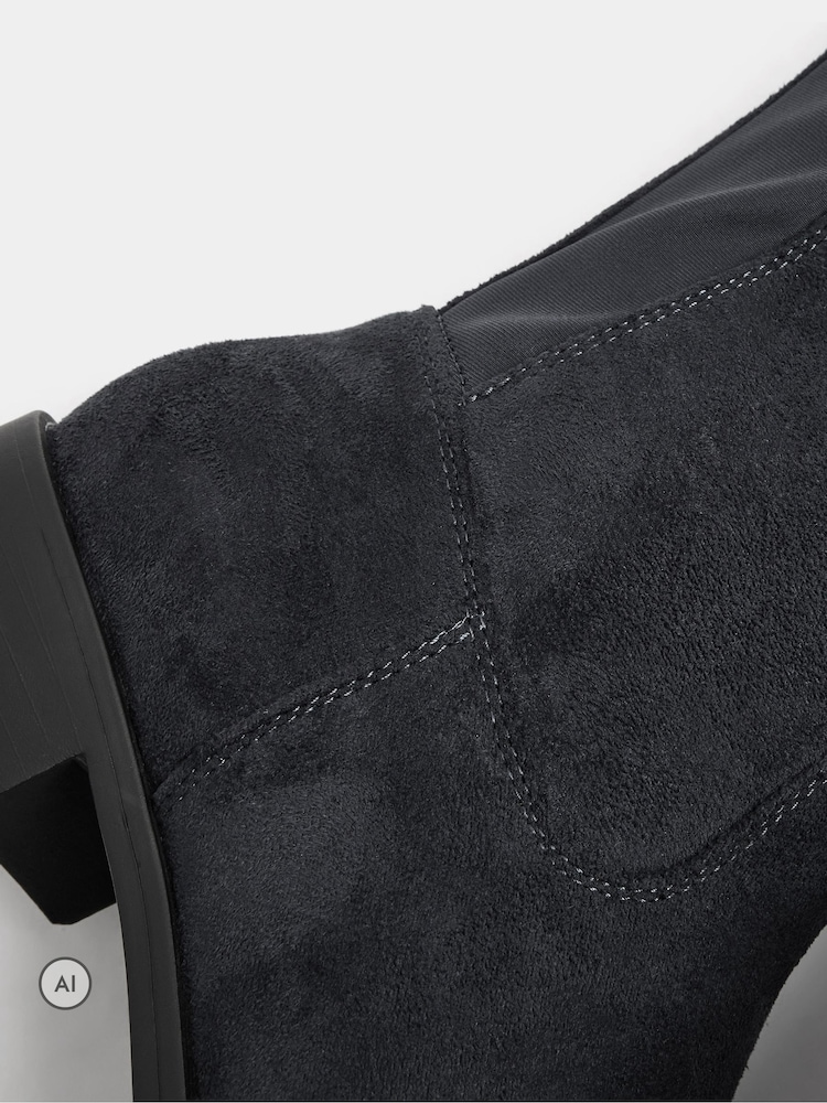 Yours Curve Blue Wide Fit Stretch Knee High Boots - Image 5 of 5
