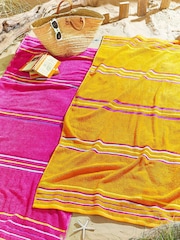 Catherine Lansfield Set of 2 Pink Rainbow Jaquard Beach Towels - Image 1 of 2