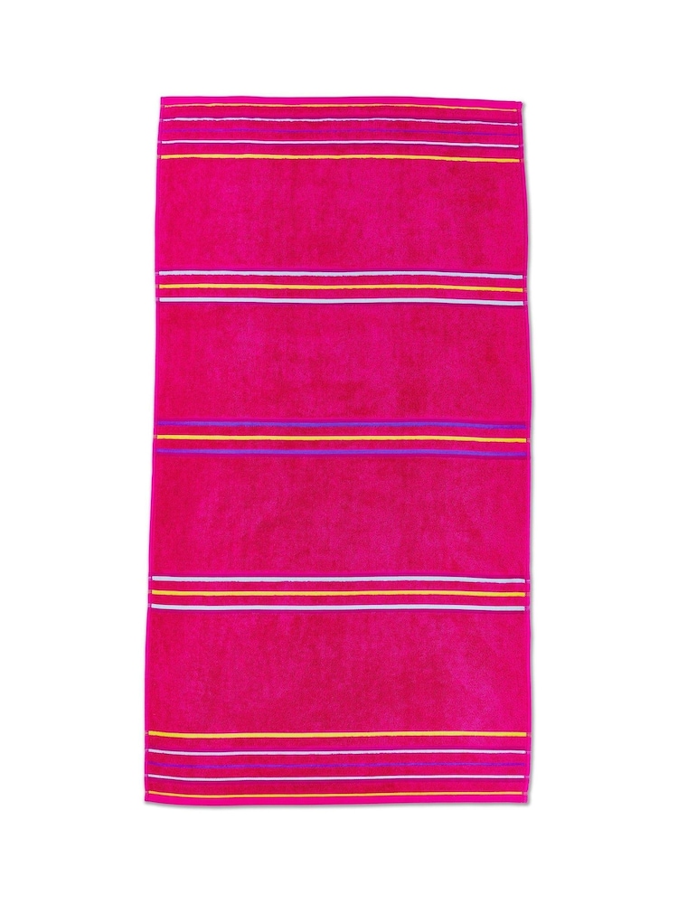 Catherine Lansfield Set of 2 Pink Rainbow Jaquard Beach Towels - Image 2 of 2