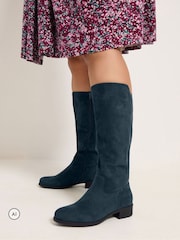 Yours Curve Blue Extra Wide Fit Stretch Knee High Boots - Image 1 of 5