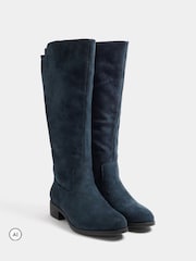 Yours Curve Blue Extra Wide Fit Stretch Knee High Boots - Image 2 of 5