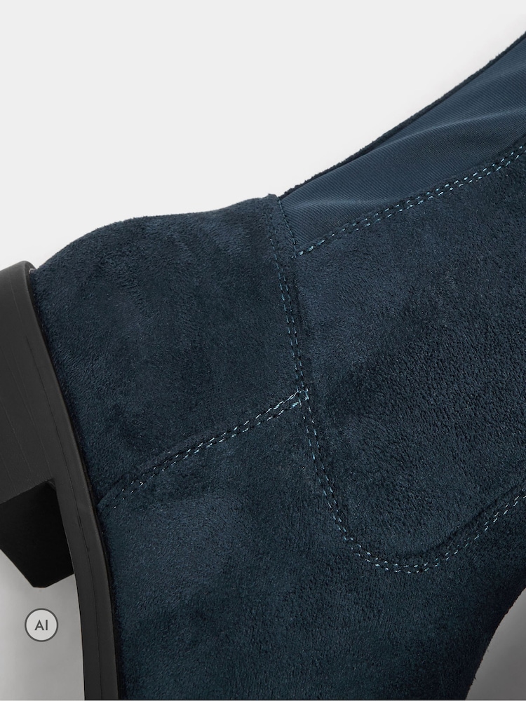Yours Curve Blue Extra Wide Fit Stretch Knee High Boots - Image 5 of 5 Yours Curve Blue Extra Wide Fit Stretch Knee High Boots - Image 5 of 5