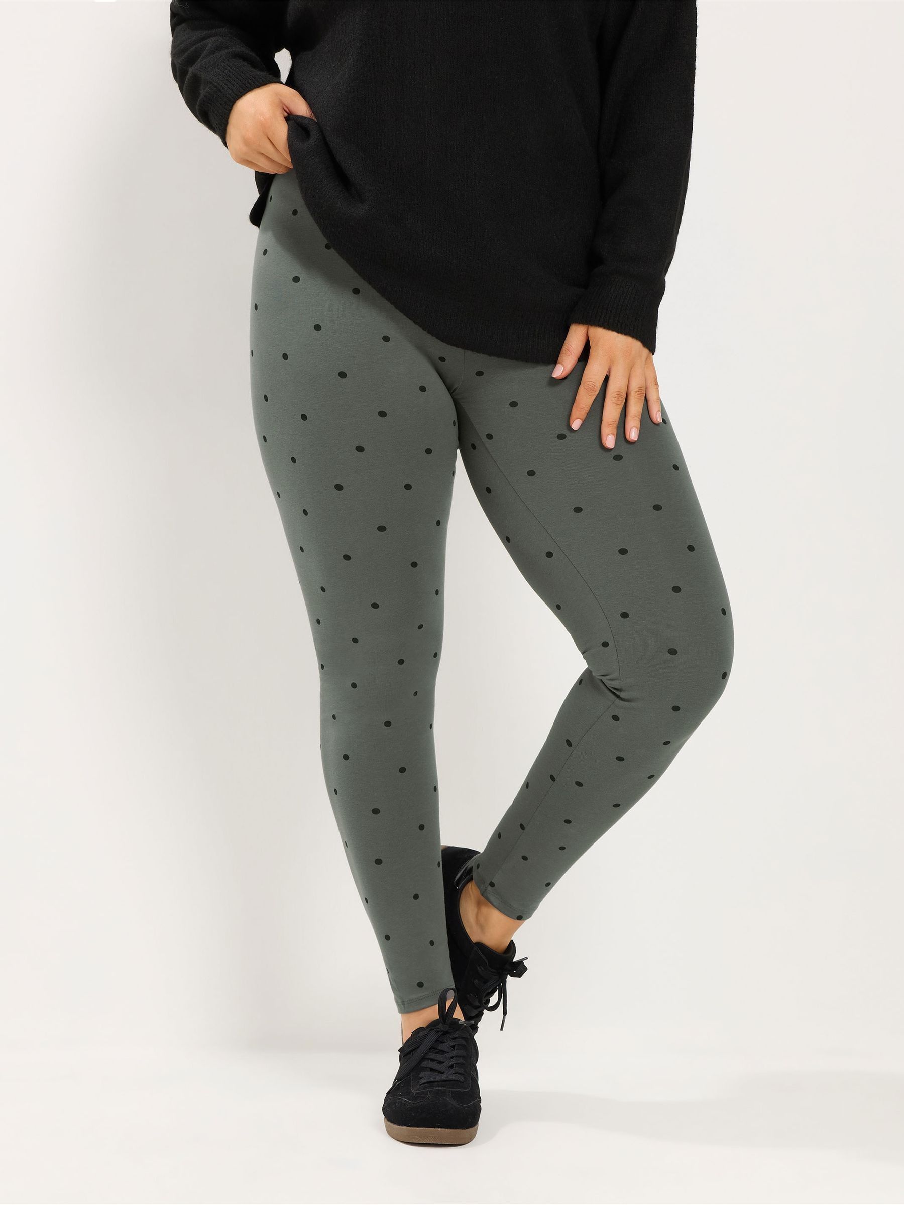 Yours Women's Dark Grey Polka Dot Leggings In | : 30/32 - Image 2
