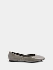 Yours Curve Grey Square Toe Ballet Pumps - Image 1 of 4