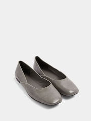Yours Curve Grey Square Toe Ballet Pumps - Image 2 of 4
