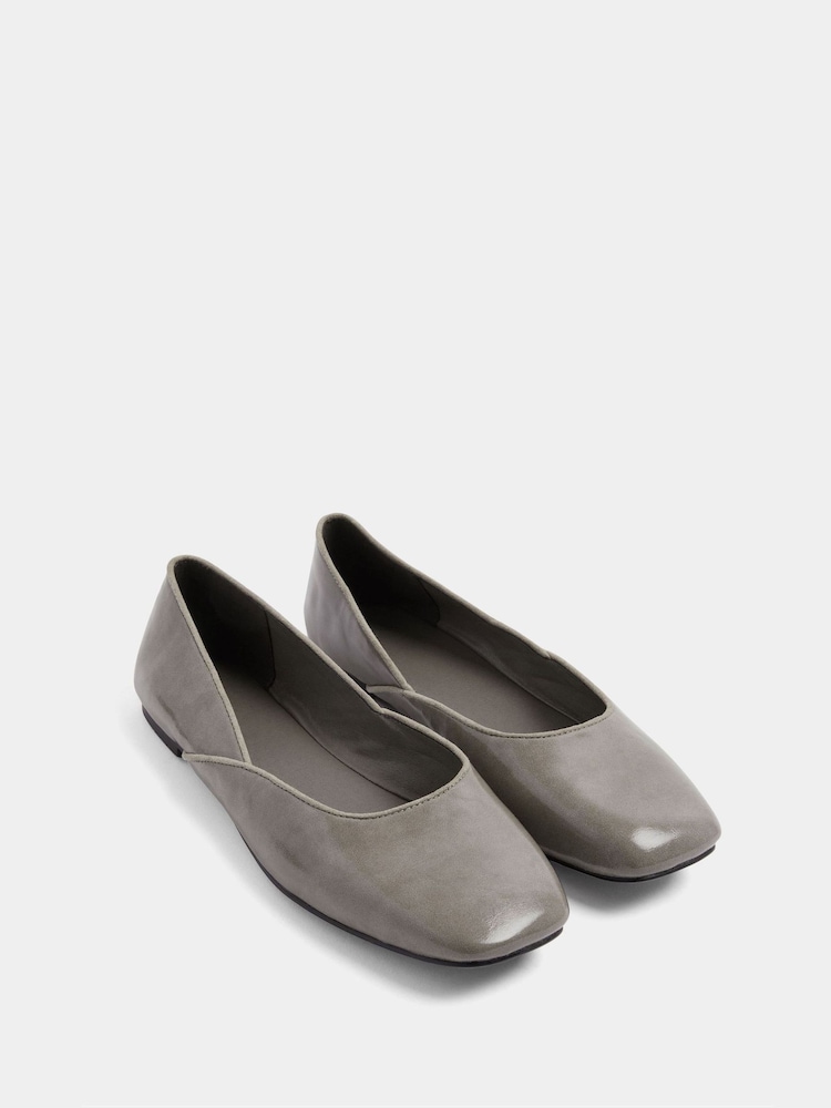 Yours Curve Grey Square Toe Ballet Pumps - Image 2 of 4 Yours Curve Grey Square Toe Ballet Pumps - Image 2 of 4