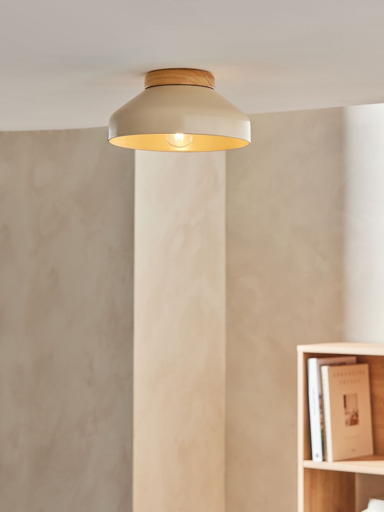 MADE.COM Cream Albert Flush Ceiling Fitting Ceiling Light - Image 1 of 3