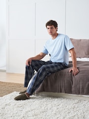 Ice Blue Check Short Sleeve Pyjamas Set - Image 1 of 7