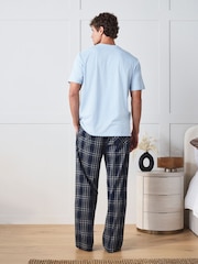 Ice Blue Check Short Sleeve Pyjamas Set - Image 4 of 7