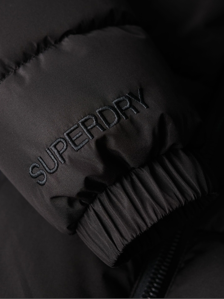 Superdry Black Hooded Spirit Sports Puffer Jacket - Image 7 of 7