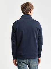 GANT Blue Shield Quarter Zip Sweatshirt - Image 2 of 4