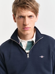 GANT Blue Shield Quarter Zip Sweatshirt - Image 3 of 4