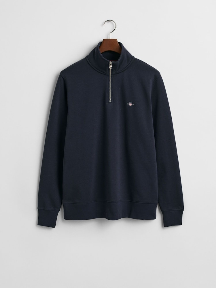 GANT Blue Shield Quarter Zip Sweatshirt - Image 4 of 4