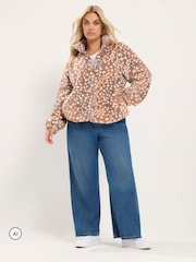 Yours Curve Brown Zip Through Fleece - Image 2 of 6