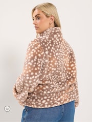 Yours Curve Brown Zip Through Fleece - Image 3 of 6