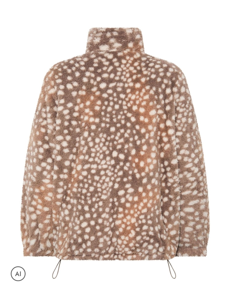 Yours Curve Brown Zip Through Fleece - Image 6 of 6