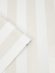Laura Ashley White Lille Matt Perlised Stripe 10M Wallpaper - Image 3 of 4