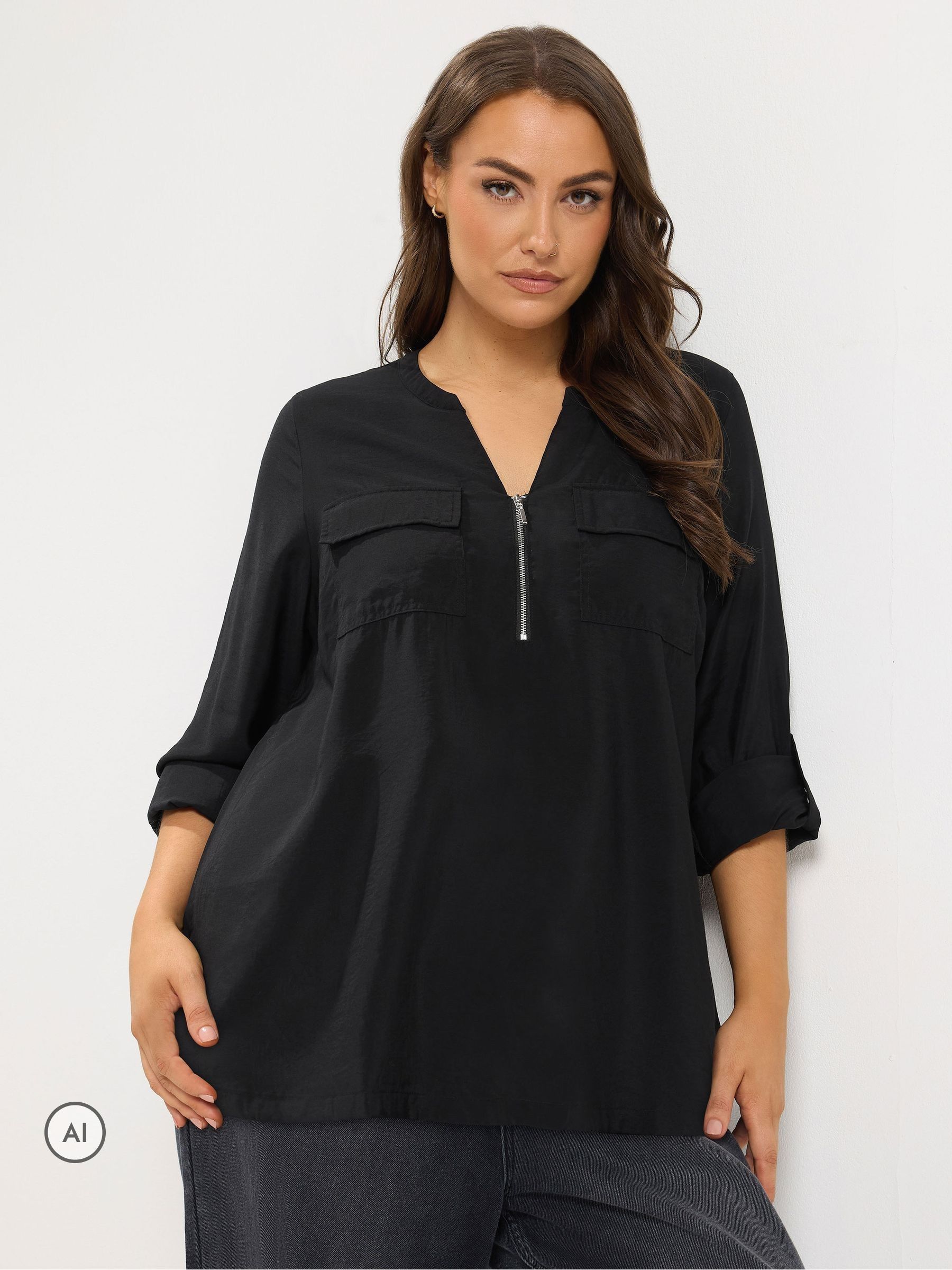 Yours Women's Black Zip Detail Blouse In | Size: 30-32 - Image 6