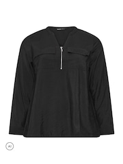 Yours Curve Blus med dragkedja och hakkrage - Bild 6 av 6