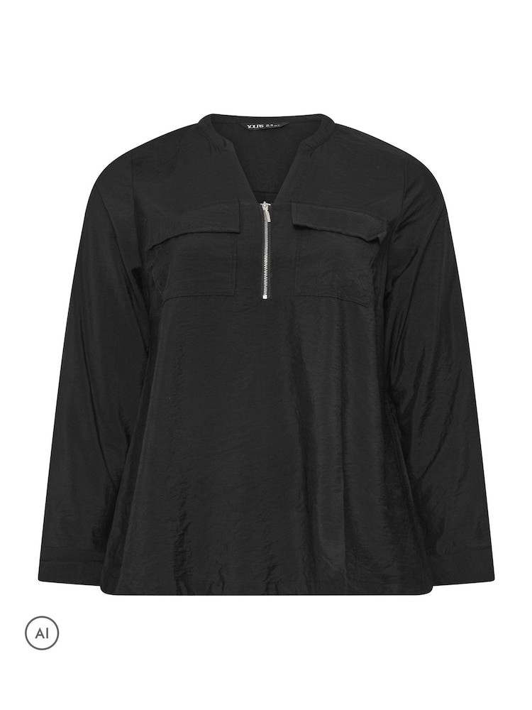 Yours Curve Blus med dragkedja och hakkrage - Bild 6 av 6
