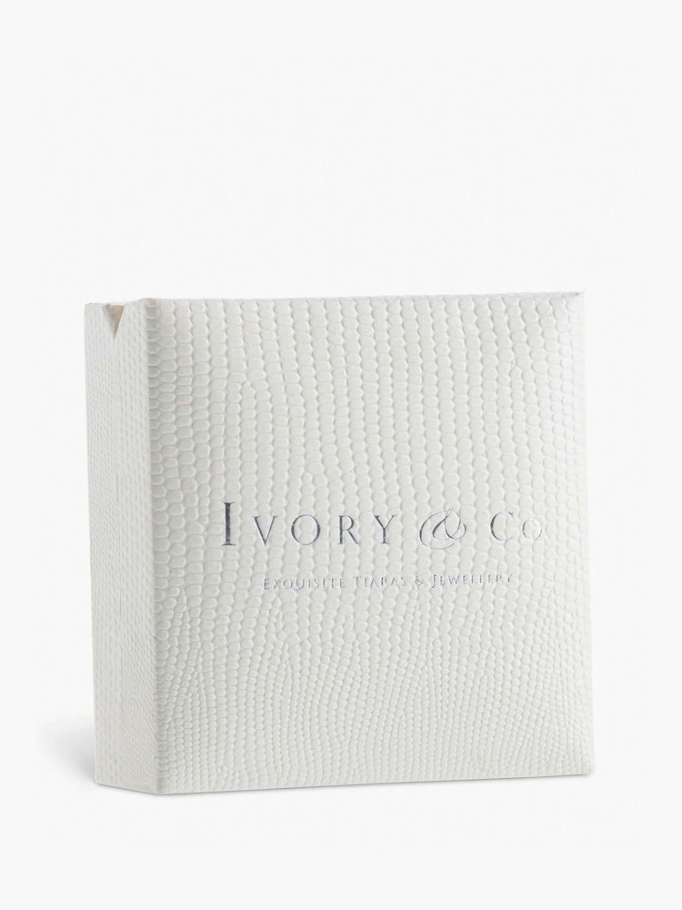 Ivory & Co Rose Gold Modern Pearl Effect Drop Earrings - Image 5 of 5