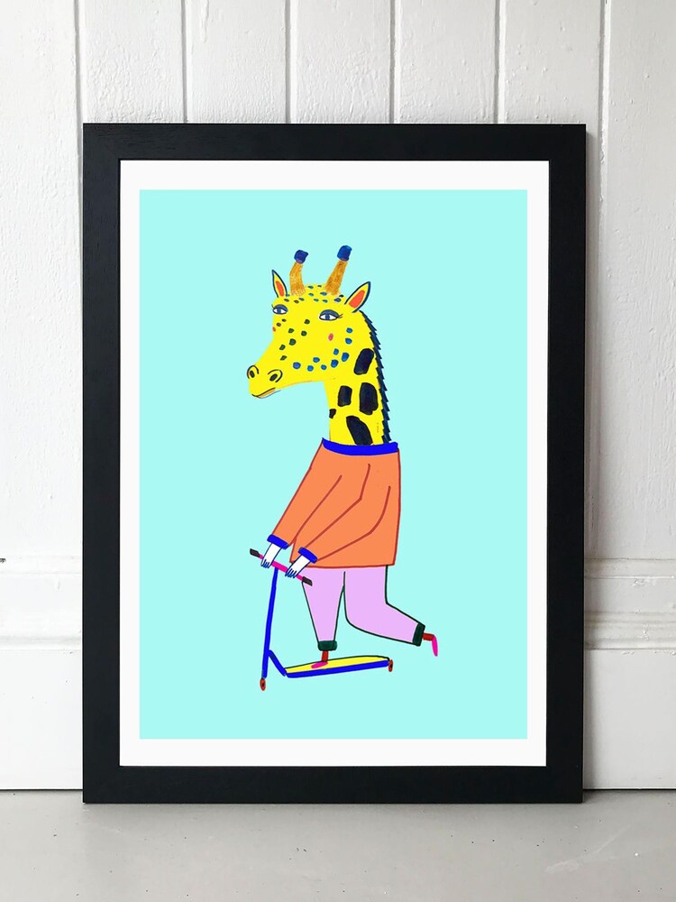 East End Prints Black Scooter Giraffe Print - Image 1 of 1 East End Prints Black Scooter Giraffe Print - Image 1 of 1