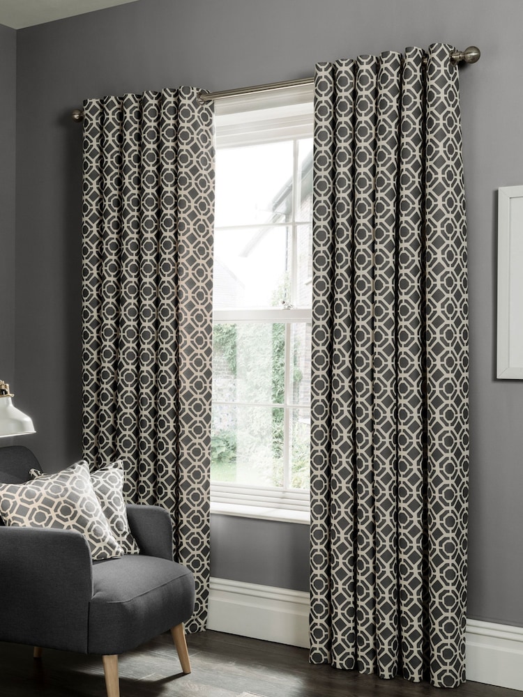 Studio G Charcoal Grey Castello Eyelet 100% Cotton Curtains - Image 1 of 1