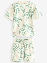 Ecru Palm Graphic Top and Shorts Set (3-16yrs) - Image 4 of 6