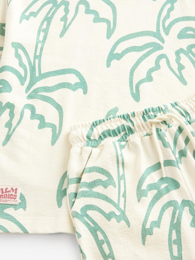 Ecru Palm Graphic Top and Shorts Set (3-16yrs) - Image 6 of 6
