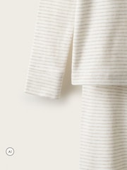The White Company Natural Blend Jingles Neutral Stripe Skinny Fit Pyjamas - Image 3 of 4