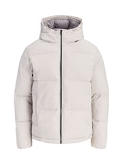 JACK & JONES Grey Hooded Puffer Jacket - Image 1 of 5