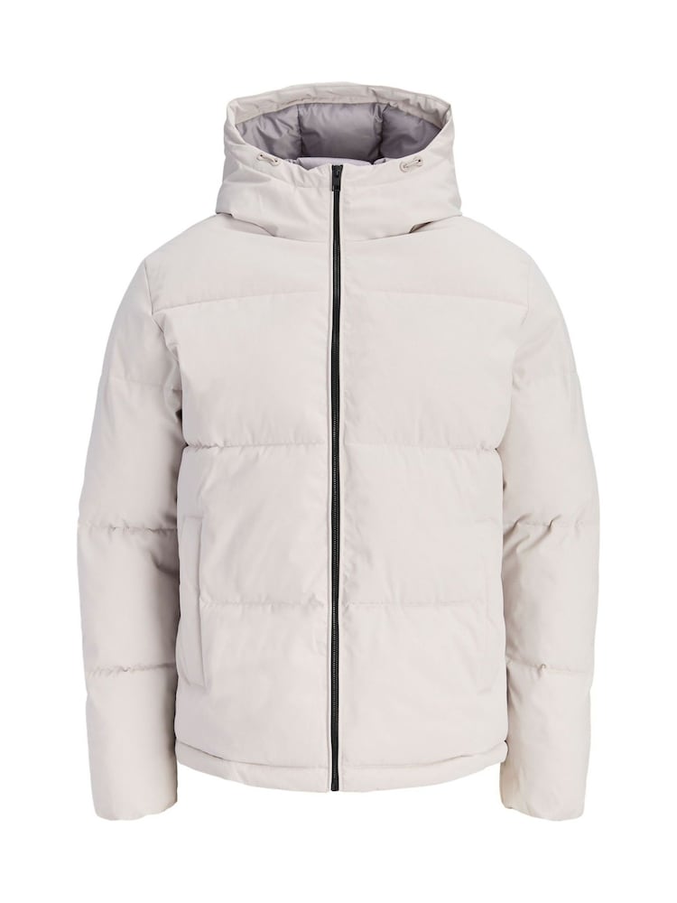 JACK & JONES Grey Hooded Puffer Jacket - Image 1 of 5