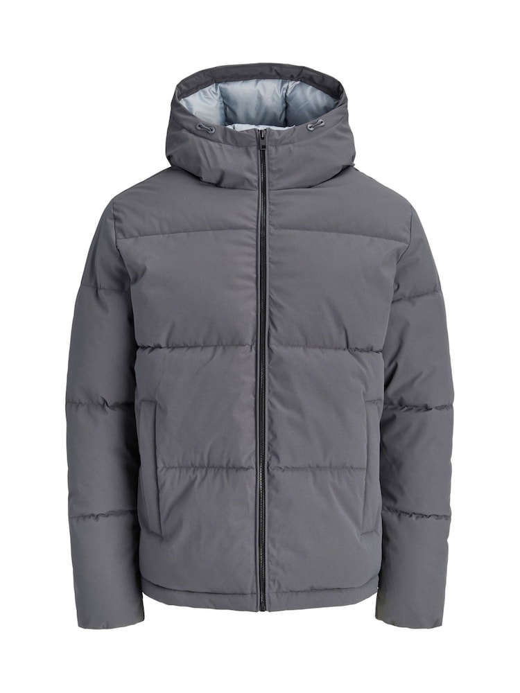 JACK & JONES Dark Grey Hooded Puffer Jacket - Image 1 of 2 JACK & JONES Dark Grey Hooded Puffer Jacket - Image 1 of 2