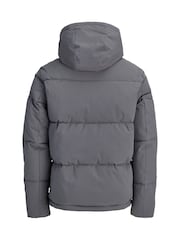 JACK & JONES Dark Grey Hooded Puffer Jacket - Image 2 of 2