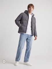 JACK & JONES Dark Grey Hooded Puffer Jacket - Image 3 of 6