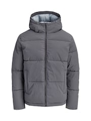 JACK & JONES Dark Grey Hooded Puffer Jacket - Image 5 of 6