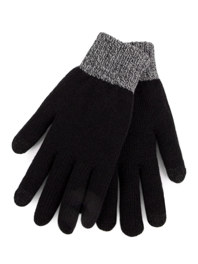 Guantes de invierno de punto elástico con interior cepillado y compatibilidad con pantallas para hombre de Totes - Imagen 1 de 4