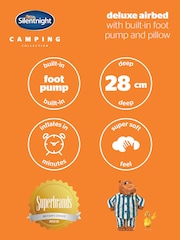 Silentnight Blue Camping Collection Flock Footpump Airbed Airbed - Image 5 of 5
