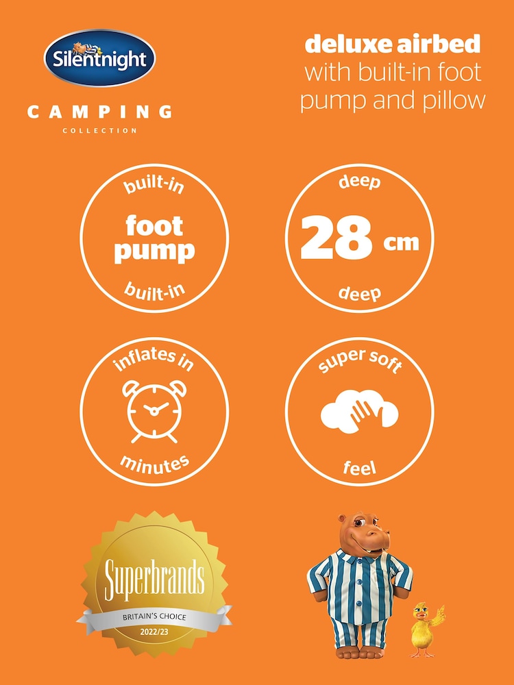Silentnight Blue Camping Collection Flock Footpump Airbed Airbed - Image 5 of 5
