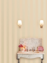 Laura Ashley Linen Lille Matt Perlised Stripe 10M Wallpaper - Image 1 of 4
