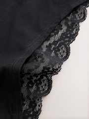 Black High Waist High Leg Cotton and Lace Knickers 7 Pack - Image 12 of 13