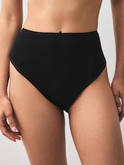 Black High Waist High Leg Cotton and Lace Knickers 7 Pack - Image 2 of 13
