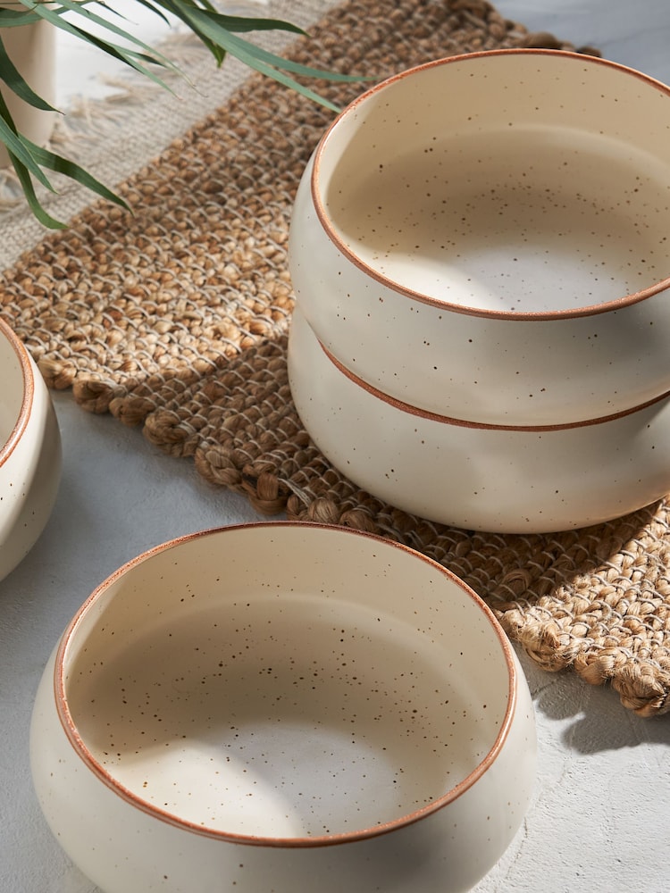 French Connection Cream Speckle Watamu Set of 4 Pasta Bowls - Image 1 of 3