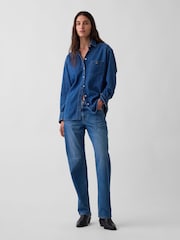 Gap Medium Wash Denim Oversized Shirt - Image 3 of 4