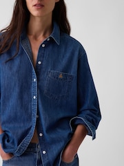Gap Medium Wash Denim Oversized Shirt - Image 4 of 4