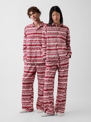 Gap Red Fair Isle Matching Family Softest Flannel Pyjamas Shirt - Image 2 of 5