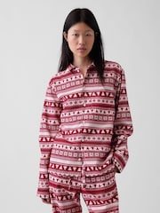 Gap Red Fair Isle Matching Family Softest Flannel Pyjamas Shirt - Image 3 of 5