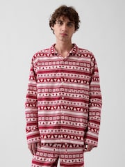 Gap Red Fair Isle Matching Family Softest Flannel Pyjamas Shirt - Image 5 of 5