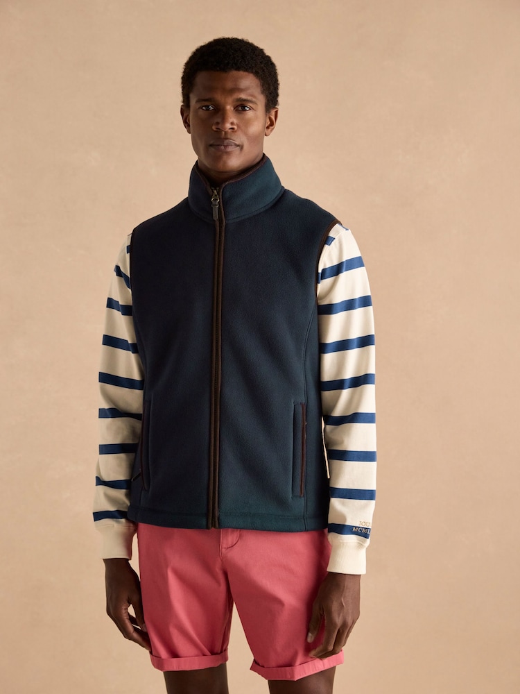 Joules Greenfield Navy Blue Full Zip Fleece Gilet - Image 1 of 10
