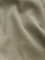 Khaki Green Slim Fit Ribbed Short Sleeve Crew Neck T-Shirt - Image 7 of 7